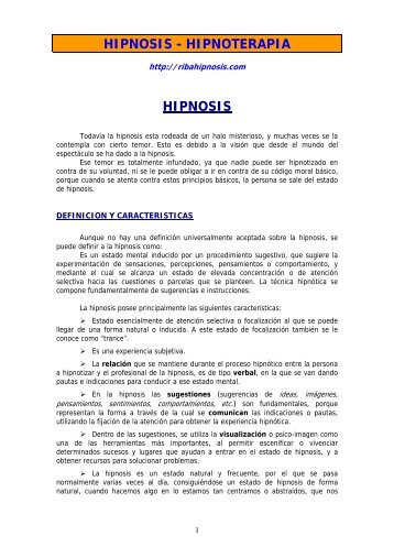 HIPNOSIS - HIPNOTERAPIA HIPNOSIS - Ribahipnosis