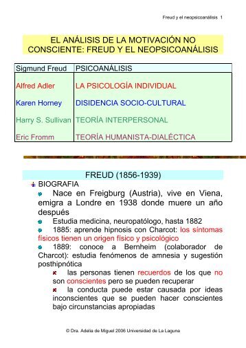 EL ANÁLISIS DE LA MOTIVACIÓN NO CONSCIENTE: FREUD Y EL ...