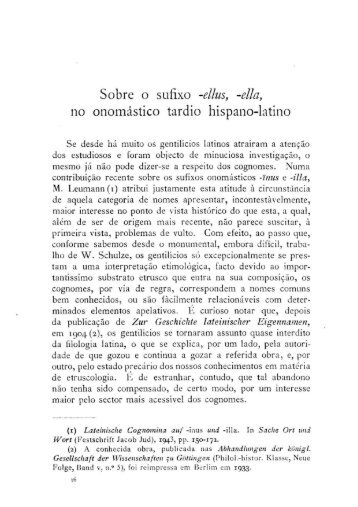 Sobre o sufixo -ellus, -el!a, no onomástico tardio hispano-latino