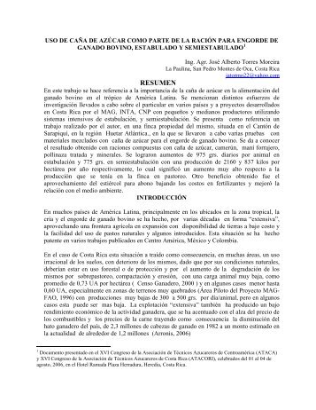 Tema : Experiencias con el uso de caña de azúcar ... - CORFOGA