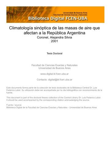 Biblioteca Digital | FCEN-UBA | Coronel, Alejandra Silvia. 2001 ...