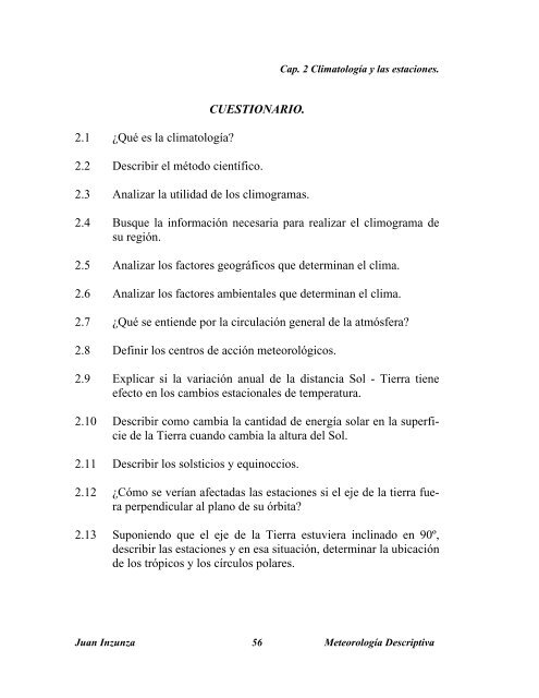 CAPITULO 2. CLIMATOLOGÍA Y LAS ESTACIONES. En el ... - DGEO