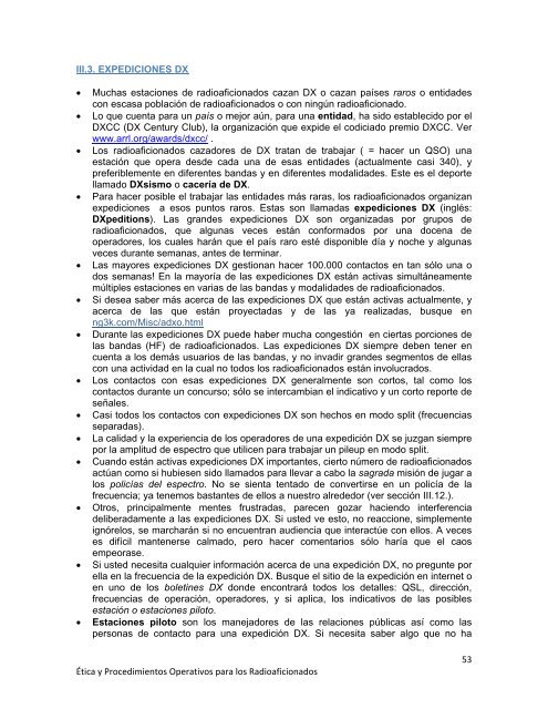 ética y procedimientos operativos para los radioaficionados - LU1DMA