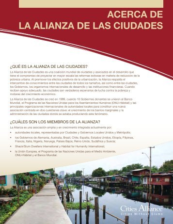 ACERCA DE LA ALIANZA DE LAS CIUDADES - Cities Alliance