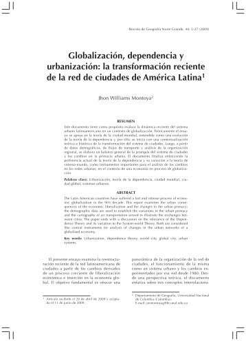 Globalización, dependencia y urbanización - Instituto de Geografía