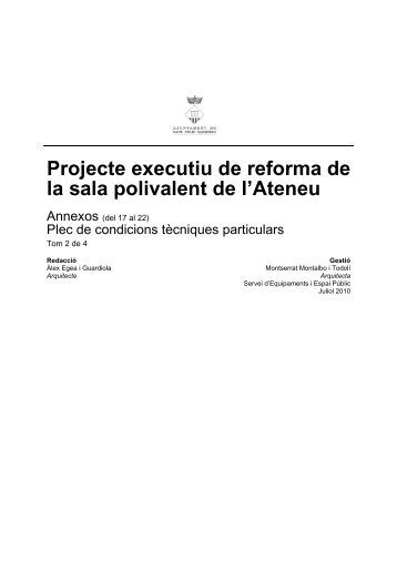 Projecte executiu de reforma de la sala polivalent de l'Ateneu