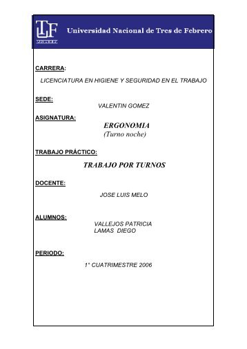 ERGONOMIA (Turno noche) TRABAJO POR TURNOS