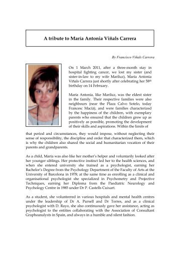 A tribute to María Antonia Viñals Carrera - Grafoanalisis.com