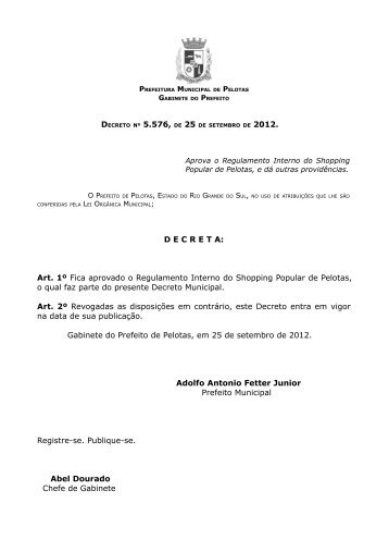 decreto nº 5.576, de 25 de setembro de 2012. - Prefeitura Municipal ...