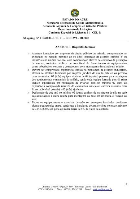 ESTADO DO ACRE Secretaria de Estado da Gestão Administrativa ...