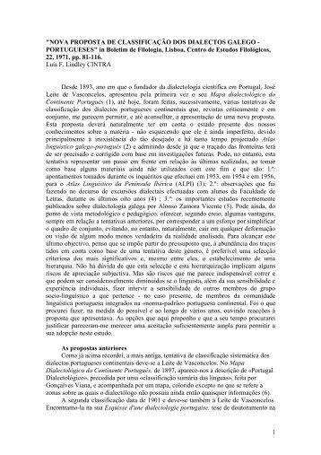nova proposta de classificação dos dialectos galego
