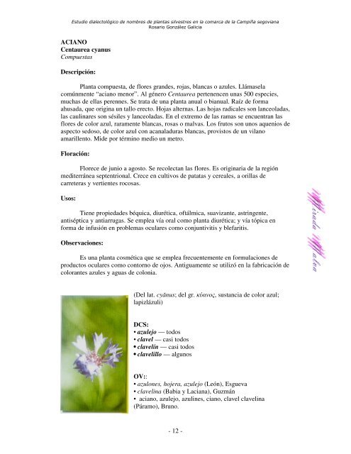 Estudio dialectológico de nombres de plantas silvestres en la ...