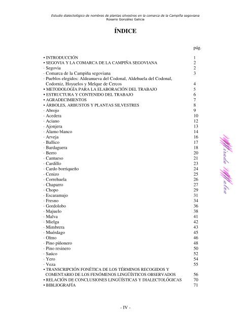 Estudio dialectológico de nombres de plantas silvestres en la ...