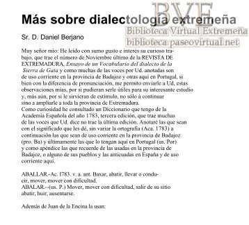 Más sobre dialectología extremeña - Paseo Virtual por Extremadura