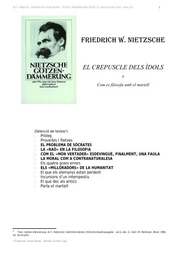 el crepuscle dels ídols - IES Francesc Ribalta