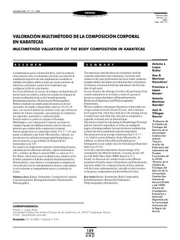 Valoración multimétodo de la composición corporal en karatecas