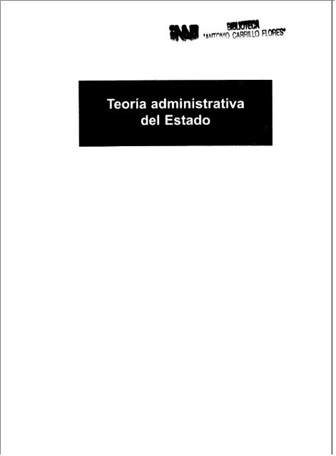 “Teoría Administrativa del Estado”. - Instituto Nacional de ...