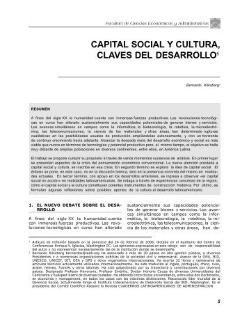 capital social y cultura, claves del desarrollo1 - Técnica Administrativa