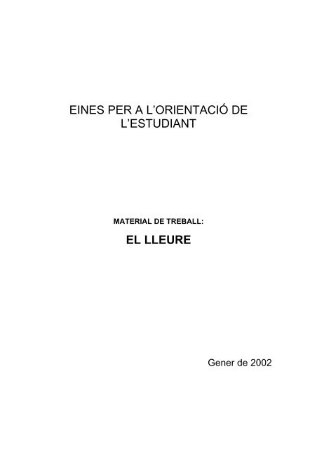 EINES PER A L'ORIENTACIÓ DE L'ESTUDIANT EL LLEURE