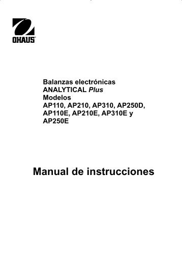 Manual de instrucciones Balanzas electrónicas Analytical Pllus ...