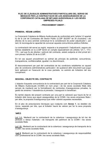 0 plec administratiu assegurances - Corporació Catalana de Mitjans ...