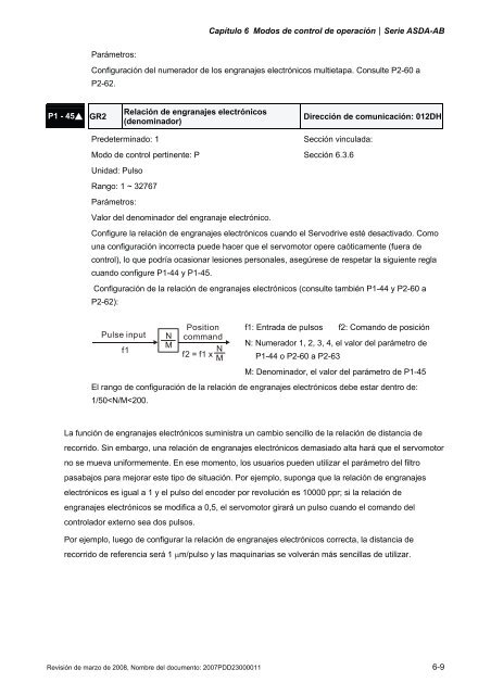 Capítulo 7 Parámetros del servo - Delta Electronics