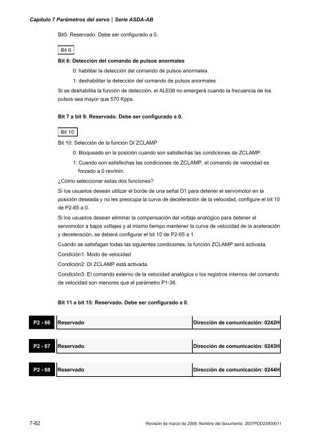 Capítulo 7 Parámetros del servo - Delta Electronics