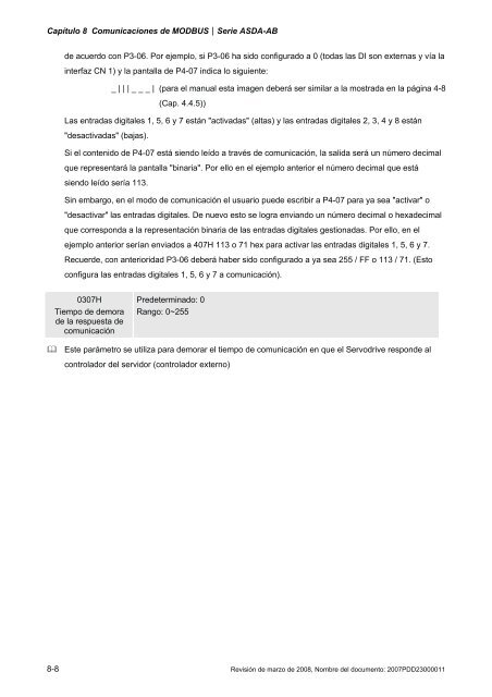 Capítulo 7 Parámetros del servo - Delta Electronics