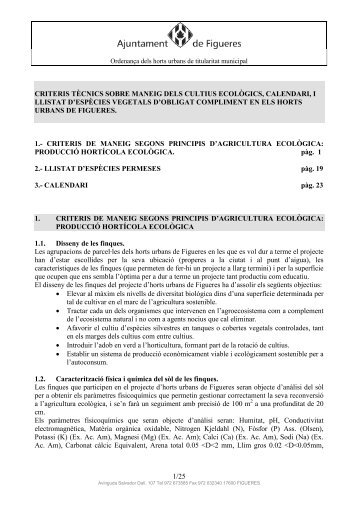 1/25 criteris tècnics sobre maneig dels cultius ecològics, calendari, i ...