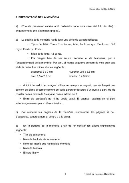 Presentació del treball de recerca - Escola Mare de Déu de Núria