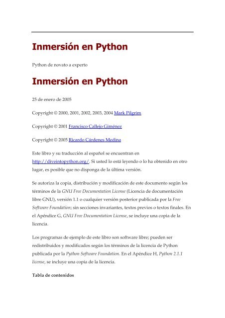 Inmersión en Python Inmersión en Python - iPereda