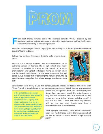rom Walt Disney Pictures comes the dramatic comedy “Prom ...