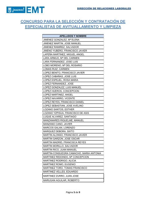 concurso para la selección y contratación de ... - EMT Madrid