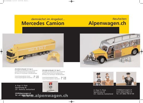 Alpenwagen.ch Neuheiten