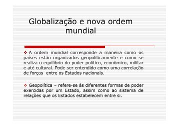 3 ano Globalização e nova ordem mundial