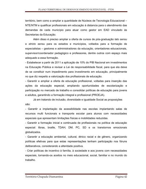 Plano Territorial de Desenvolvimento Sustentável do Território