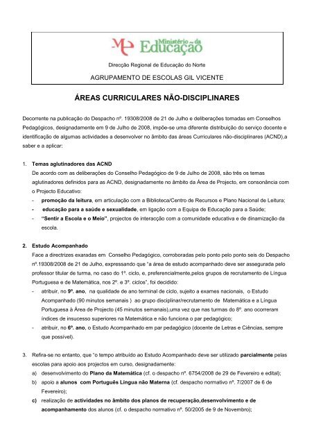 ÁREAS CURRICULARES NÃO-DISCIPLINARES - EB23 Gil Vicente