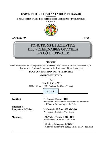 Fonctions et activités des vétérinaires officiels en Côte d'Ivoire - BEEP