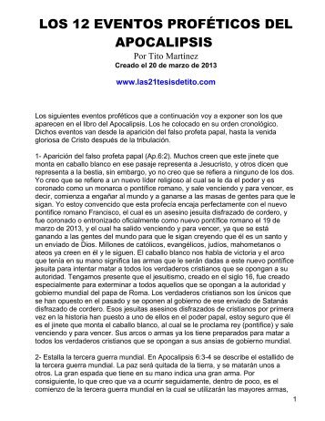 los 12 eventos proféticos del apocalipsis - Las 21 Tesis de Tito