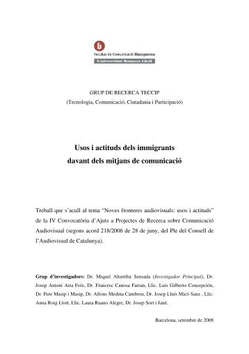 Usos i actituds dels immigrants davant dels mitjans de comunicació