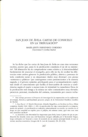 SAN juAN DE AVILA; CARTAS DE CONSUELO EN LA TRIBULACIÓN