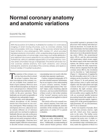 Normal coronary anatomy and anatomic variations - Applied ...