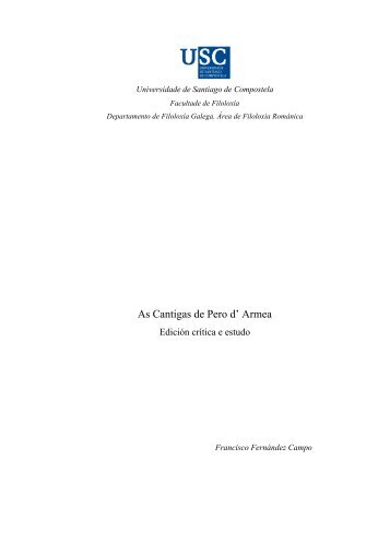 As Cantigas de Pero d' Armea - Universidade de Santiago de ...