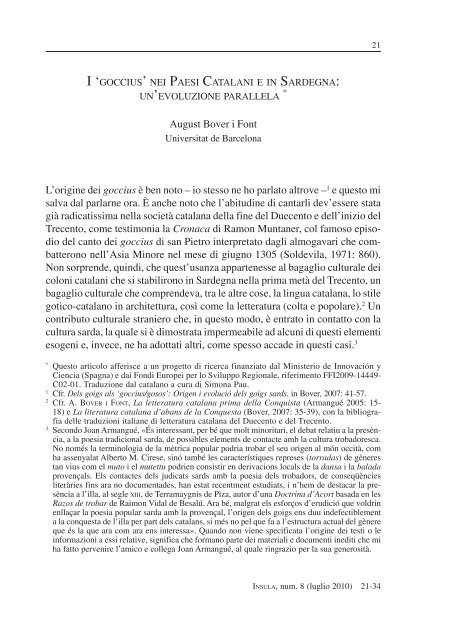 August Bover i Font L'origine dei goccius è ben noto – io ... - Dialnet