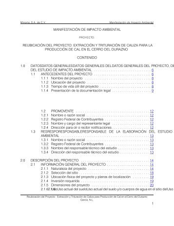 1 manifestación de impacto ambiental reubicación del ... - Semarnat