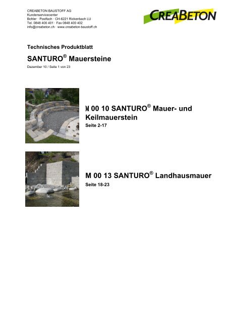 SANTURO Mauersteine M 00 10 SANTURO ... - Zeiss Neutra SA