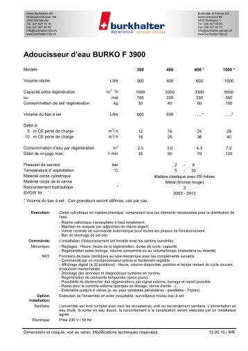 Adoucisseur d'eau BURKO F 3900 - Burkhalter AG