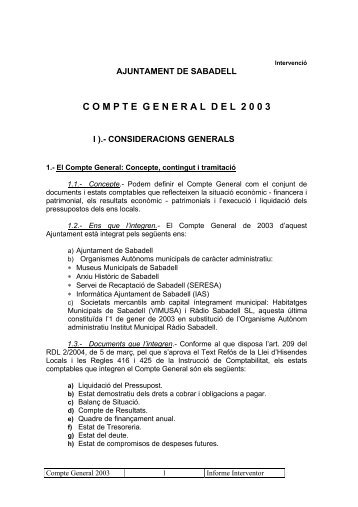 Informe de l'Interventor - Ajuntament de Sabadell