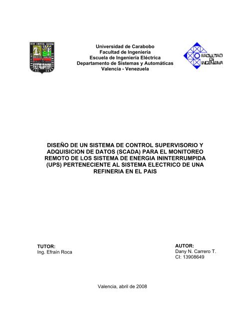 diseño de un sistema de control supervisorio y - Universidad de ...