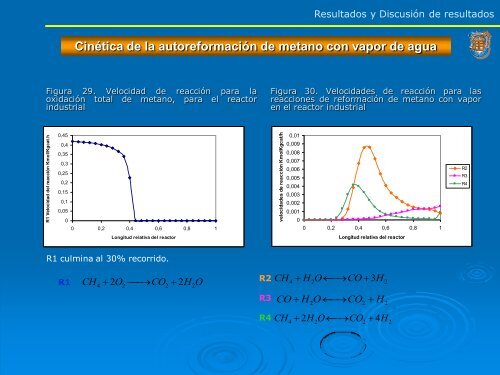 Reformación y autoreformación de metano con vapor de agua